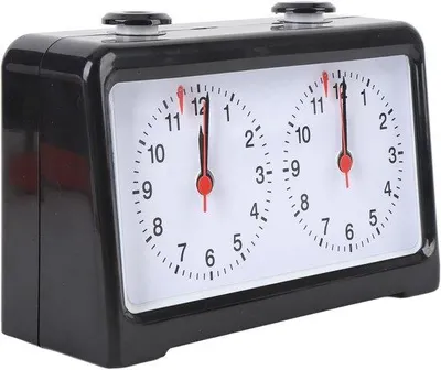 Image de Horloge mécanique pour échecs - Horloge silencieuse pour échecs - Jeux d'échecs - Haute précision - 18x13x6 cm - Noir