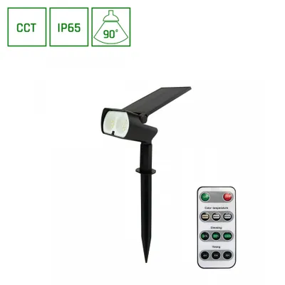 Produktbild von OCULUS Solaria LED Solarleuchte Gartenspot mit Erdspieß IP65 2W 200lm schwarz CCT