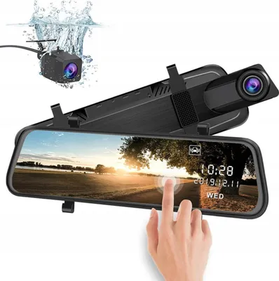 Obrázek produktu pro Kamera Do Auta Záznamník Řízení V Zrcátku Videorekordér Přední Zadní