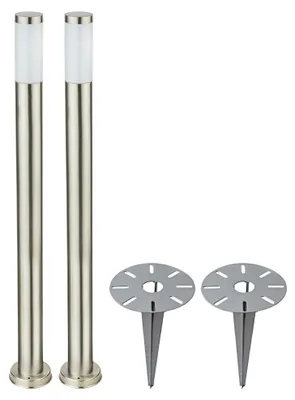 Produktbild von 2er Set LED Edelstahl Stehleuchten, H 110 cm