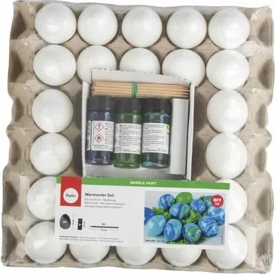 Produktbild von Sterberkit 24 weiße Plastikeier + 3 Töpfe