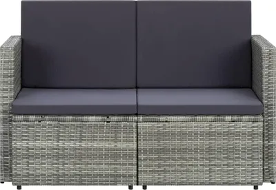 Produktbild von vidaXL 2-Sitzer-Gartensofa mit Auflagen Grau Poly Rattan