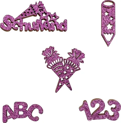 Produktbild von Oblique Unique Schulkind Holz Konfetti Glitzernd mit 123 ABC Stift Zuckertüte Motiv für Schuleinführung Einschulung Tischdeko - rosa
