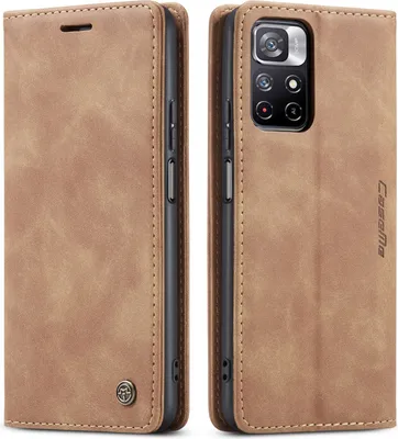 Produktbild von Redmi Note 11S Hülle, Retro Kunstledertasche mit Standfunktion Schutzhülle für Xiaomi Redmi Note 11 4G / Note 11S Braun