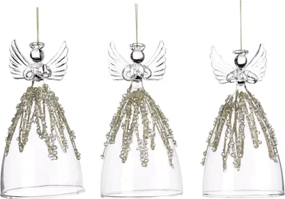 Produktbild von Goodwill Weihnachtskugel Engel Glas Gold 13 cm Vorteilssortierung pro 3 Stück