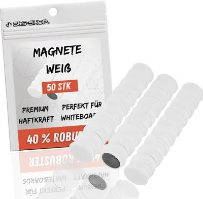 Zdjęcie produktu dla Mocne magnesy okrągłe 24 mm, białe, do lodówki i biura