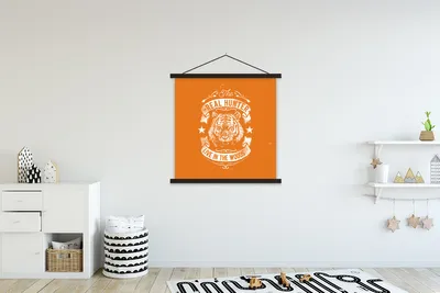 Produktbild von MuchoWow® Textilposter Jahrgang - Tiger - Orange 90x90 cm mit schwarzem Rahmen - Magnetisches