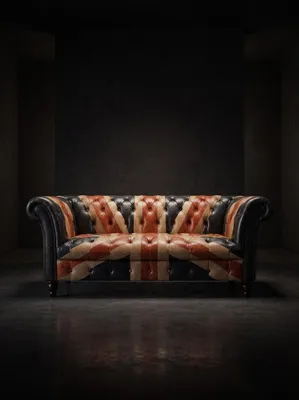 Obrázek produktu pro Čalouněná sedací souprava Chesterfield, třísedák, křeslo, kožená, patchwork, vintage styl