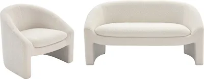 Produktbild von Sofa 2-Sitzer & Sessel - Bouclé-Stoff - Weiß - OSSANA