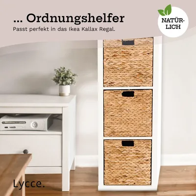 Aufbewahrungskorb Kallax Einsatz Quader Ordnungsboxen Korb geflochten Wasserhyazinthe natur