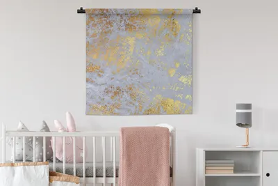 Produktbild von MuchoWow® Wandteppich Wandbehang Marmor - Gold - Grau 90x90 cm Tapisserie Dekoration Wandtuch - Wandaufhänger