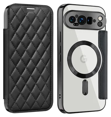 Produktbild von Für Google Pixel 9 Pro XL 360 Grad Full Body Magsafe RFID Anti Datenklau Kunst Leder Hülle Tasche Schwarz
