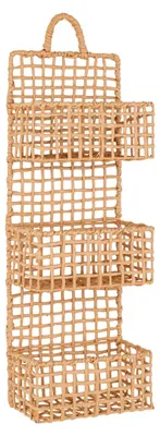 Produktbild von Sines Wand-Organizer mit 3 Taschen aus natürlichem geflochtenem Papier 25x15x70 cm