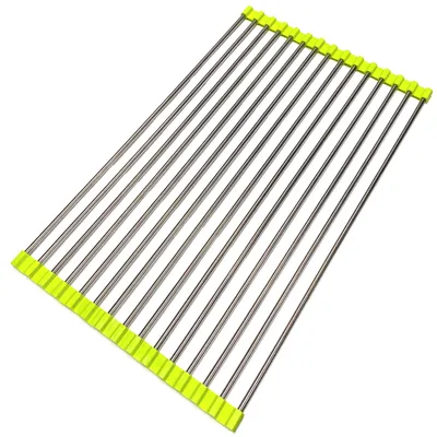 Immagine prodotto di Griglia di scolo pieghevole in acciaio inossidabile, 47 x 28 cm. Tappetino di scolo pieghevole, griglia di appoggio per lo scolaggio, griglia pieghevole