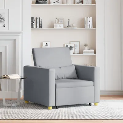 Zdjęcie produktu dla vidaXL Rozkładana sofa jednoosobowa jasnoszara 90 x 165 x 87 cm tkanina