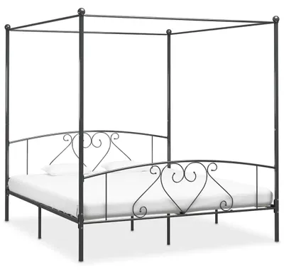 Produktbild von vidaXL Himmelbett-Gestell Grau Metall 200 x 200 cm