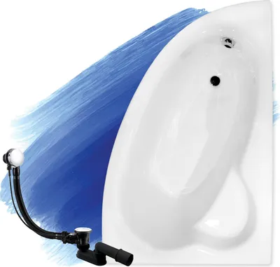 Produktbild von BADLAND Eckbadewanne Badewanne Natalia RECHTS 150x100 mit Ablaufgarnitur und Füßen GRATIS ohne Verkleidung