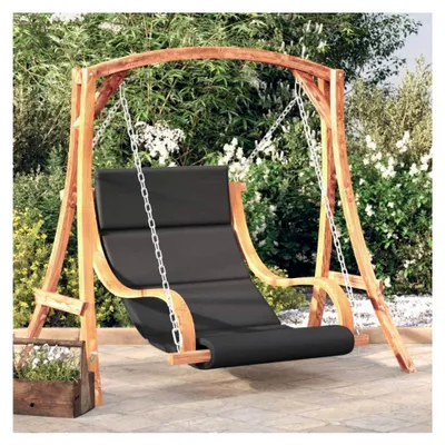 Produktbild von Hollywoodschaukel mit Auflage aus massivem Fichtenholz mit Teak-Finish für Terrasse, Garten, Balkon, Pool