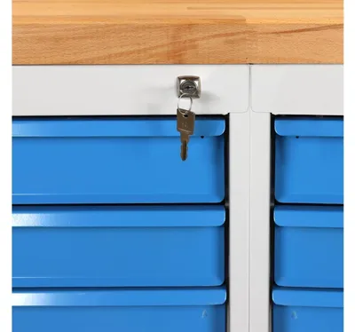 Produktbild von ADB Werkbank lichtgrau, blau 3 Schubladen 120,0 x 60,0 x 84,0 cm