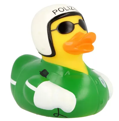 Produktbild von LiLaLu - 1881 - Badeente, Quietscheente, Motorrad Polizist, PVC, ca. 9cm x 8cm