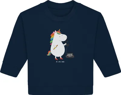 Produktbild von Mr. & Mrs. Panda Organic Baby Pullover Einhorn Sekretärin 12. - 18. Monat - French Navy - Geschenk, Rechtsanwältin, Unicorn, Bullover, Einhörner, Büro