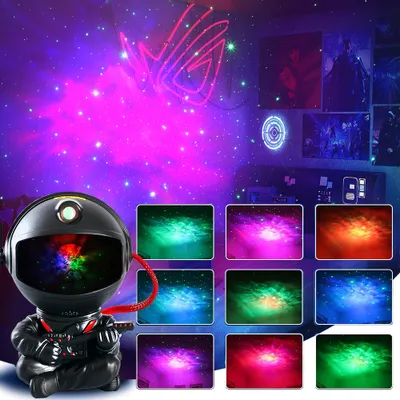 Produktbild von Dziecięca lampka nocna astronauta LED gwieździste niebo lampka projektor gwieździste niebo lampka projektor lampka nocna dekoracja pokoju dziecięcego, astronauta z gitarą, czarna