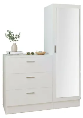 Produktbild von Eingangsmöbel Halimede, Moderner Eingang, Wandgarderobe, Multifunktions-Aufbewahrungskonsole, 60x47h72 cm, Weiß