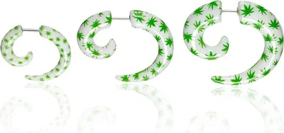 Produktbild von Karisma Fake Acryl Spirale Marijuana Hanftblatt Cannabis Piercing FS5933 - 4.0 Millimeter