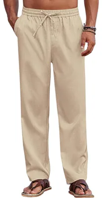 Produktbild von Herren Strandhose Casual Leicht Figurbetont Elegant Beige XL