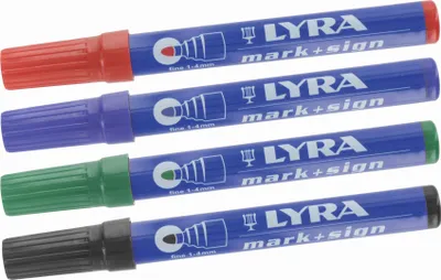 Produktbild von LYRA Permanent Marker mark + sign, wasserfest, Rundspitze 1-4 mm FINE, schwarz