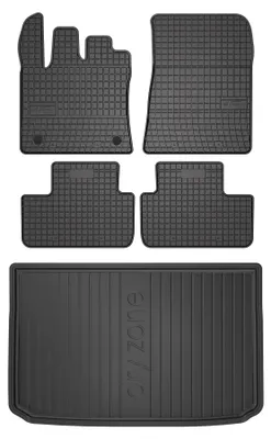 Productafbeelding van Rubberen automatten + kofferbakmat voor Renault Captur II vanaf 2020 (SUV/crossover) – 5-delig, zwart, op maat – Wielganizator SolidPRO