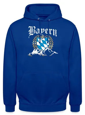 Produktbild von Spreadshirt Bayern Wappen Vintage Look Uni Hoodie, L, Royalblau