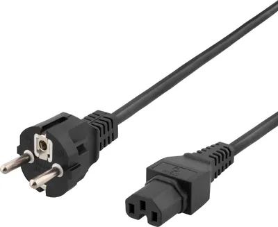Image de DELTACO Câble d'appareillage IEC C15 - CEE7 / 7, 2m, noir