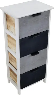 Immagine prodotto di Milani Home - mobiletto in legno con 4 cassetti, grigio, stile shabby chic, 34 x 25 x 77 cm