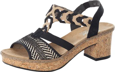 Produktbild von Rieker Damen Sandalen Plateau Sandaletten 638C7-00, Größe:37 EU, Farbe:Schwarz