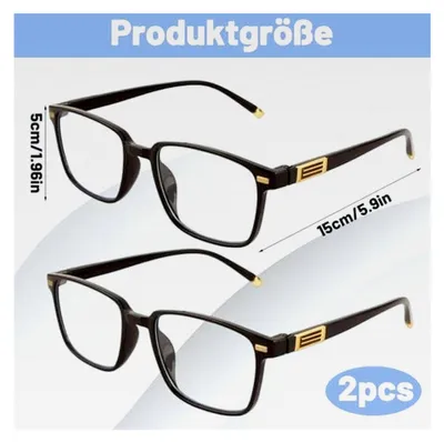 Produktbild von 2 Stück Zoom Brille, Gleitsichtbrille für Herren und Damen, Intelligente Brille mit automatischer Sehstärkenanpassung, Schwarz-Goldene Fassung
