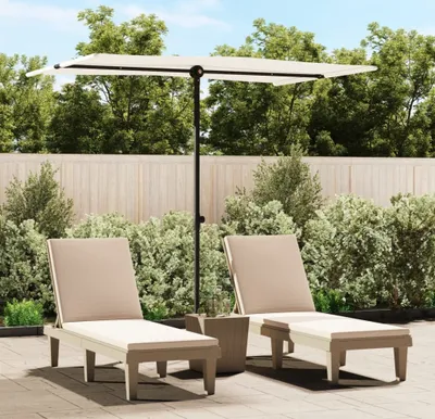 Image de The Living Store Parasol avec mât en aluminium 2x1,5 m Blanc sable