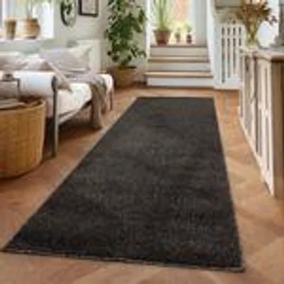Zdjęcie produktu dla Miękki dywan o jednokolorowym designie – nowoczesny wygląd do salonu i sypialni, Rozmiar: 60 x 100 cm, Kolor: Antracytowy