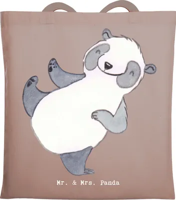 Produktbild von Mr. & Mrs. Panda Stoffbeutel Panda Kampfkunst - Braun Pastell - Geschenk, Shopping Tasche, Tote Bag, Jutebeutel, Selbstverteidigung, Kampfsportarten, Beutel