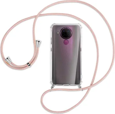 Produktbild von Handykette Backcover-Schutzhülle mit Band (Metall silberfarben) für Nokia 5.4 - roségold