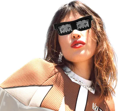 Produktbild von LED-Kostümbrille, LED-Display Smart-Brille mit Bluetooth APP-Verbindung, DIY Funky Eyeglasses for Party Club DJ Halloween Christmas, Weiß