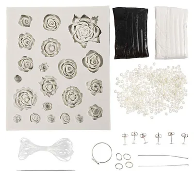 Produktbild von Creativ Company Schmuck Bastelset schwarz weiß - Hobbyset für Kinder