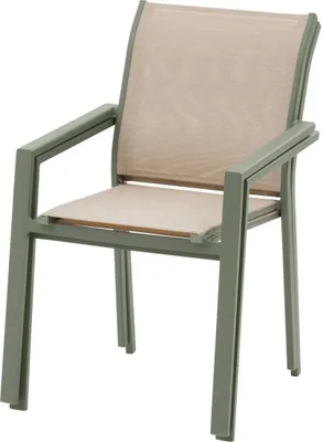 Produktbild von Stapelbarer gartensessel "essentia" leinen & lorbeergrün aluminium und texaline - Hespéride