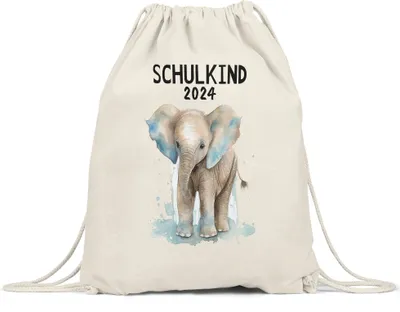 Produktbild von Schulkind 2024 Elefant Turnbeutel Schuleinführung Geschenk zur Einschulung Schulanfang