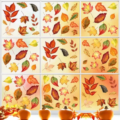 Produktbild von Fensterbilder Herbst 9 Stück Selbstklebend Thanksgiving Deko 20x30 cm PVC