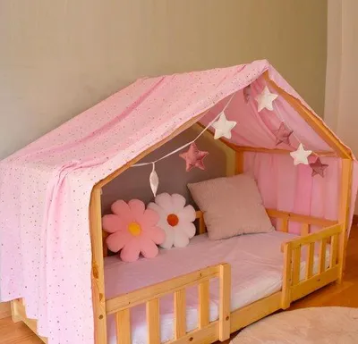 Image de Couverture de lit « Hut » - « Hemel voor Kinderen » - 1 pièce - Rose - Mousseline - 70 x 140 ou 80 x 160 cm
