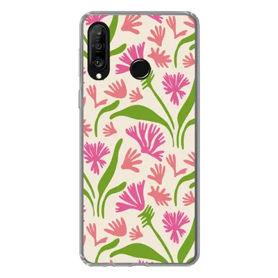 Produktbild von MuchoWow® Handyhülle Schutzhülle Hülle für Huawei P30 Lite Blume - Muster - Blatt Silikon Softcase Handy Hülle - Handyhülle