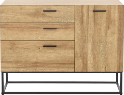 Produktbild von Sideboard 'Lavangen' mit einer Tür und 3 Schubladen 75 x 100 x 35 cm Eicheoptik