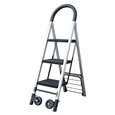Produktbild von 1x Sackkarre mit 3 stufiger Leiter aus ALU platzsparend klappbar schwarz grau
