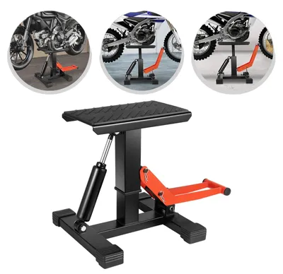 Immagine prodotto di Sollevatore per motociclette, capacità di carico 400 kg, altezza regolabile 9,84-15,74 pollici, dimensioni base 11,81 pollici x 12,2 pollici, dimensioni del pannello in gomma 11 pollici x 7 pollici, modello ZBY-2609